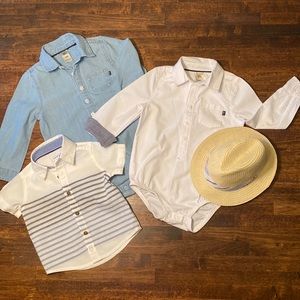 24 Month OshKosh Collar Shirts-White & Light Blue. 9 Mon Carter Short Sleeve/Hat